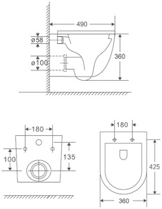 Подвесной унитаз Amore di Mare Delio Bidet P203-X с функцией биде