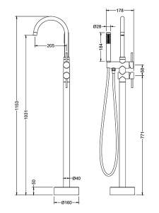 Смеситель для ванны Timo Saona 2300/00Y-CR напольный