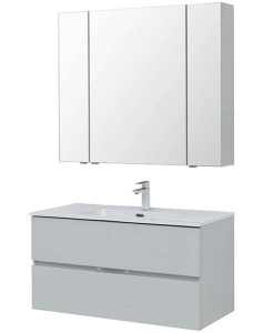 Шкаф-зеркало Aquanet Алвита New 90 / 100 серый, 90х85, серый