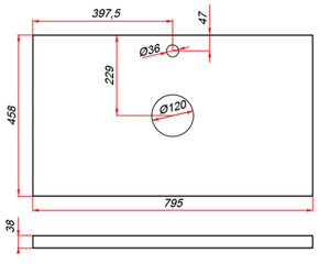 Столешница ЗОВ пластик HPL 38 Туя CHPL38T795458C2 (2 выреза)