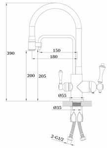 Смеситель для кухонной мойки Ganzer GZ77025-GH под фильтр