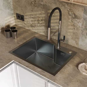 Кухонная мойка Axus LS-6045BD с коландером, дозатором и держателем губки