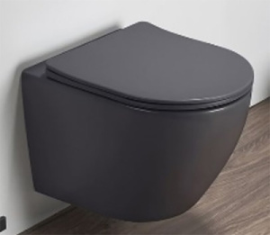 Подвесной унитаз CeramaLux TR2197MDH / TR2197MH безободковый, серый матовый