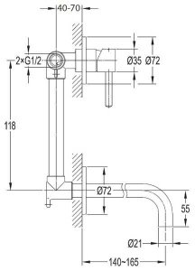 Смеситель встраиваемый Omnires Y Y1215N CHR (1 функция)