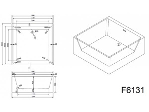 Акриловая ванна Frank F6131 White, 150х150, белый