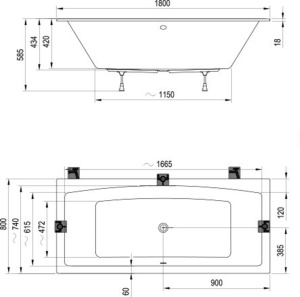 Акриловая ванна Ravak Formy 02 Slim, 180х80