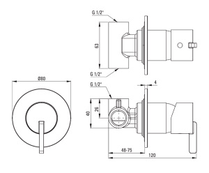 Смеситель встраиваемый Deante Silia Gold BR BQS R44L (1 функция)