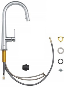 Смеситель для кухонной мойки Grohe Veletto 30419000 / 30419DC0 с выдвижным изливом, суперсталь