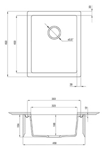 Кухонная мойка Deante Corda ZQA-A10B / ZQA-G10B / ZQA-S10B / ZQA-T10B / ZQA-N10B, 38х46/алебастр