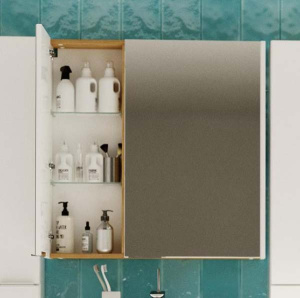 Шкаф-зеркало 1Marka Gaula White 60 / 80, 60х80, белый глянец