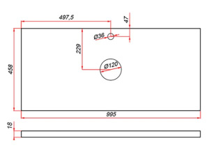 Столешница ЗОВ Аттик CLDSP18A995458C2 (2 выреза)