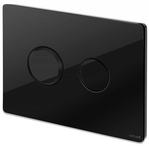 Кнопка для инсталляции Cersanit Accento Circle пневматическая стеклянная, черный глянцевый