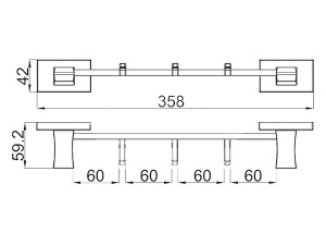 Планка с крючками Gappo G0716-36 / G0716-46 / G0716-56, 36 см 3 крючка, черный матовый