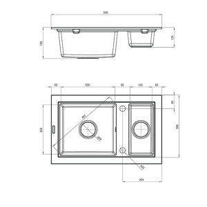 Кухонная мойка Deante Country ZQU-2513 / ZQU-7513, 68х43/графитовый
