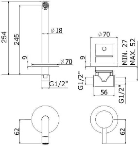 Смеситель встраиваемый Paffoni Light LIG007HGSP70 для умывальника