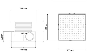 Душевой трап Boheme Smart Design 10 / 15 хром матовый, 10х10 см