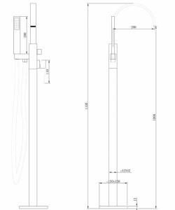 Смеситель для ванны Abber Wasserfall AF8615SP напольный