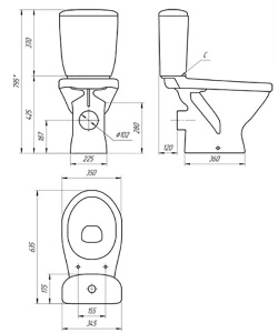 Напольный унитаз Cersanit Melar 031 3/6 DPL EO / 64234, белый