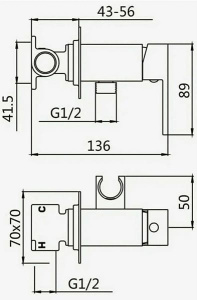 Смеситель встраиваемый Boch Mann Resia GR BM10414 с гигиеническим душем