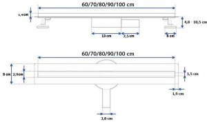 Душевой трап Aquabath Line AB007-SS-700 / 800 / 900, 70 см
