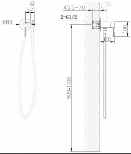 Смеситель встраиваемый Abber Wasser Kreis AF8125NG с гигиеническим душем