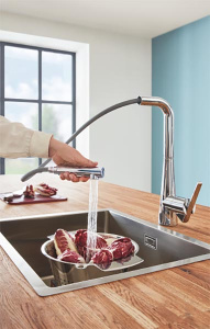 Смеситель для кухонной мойки Grohe Zedra 32553002 / 32553DC2 с выдвижным изливом, хром