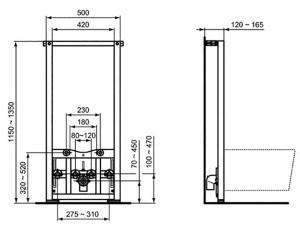 Система инсталляции для биде Ideal Standard Prosys R016267