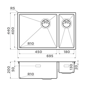 Кухонная мойка Omoikiri Taki 69-2-U/IF-GB-L Side / 69-2-U/IF-GB-R Side