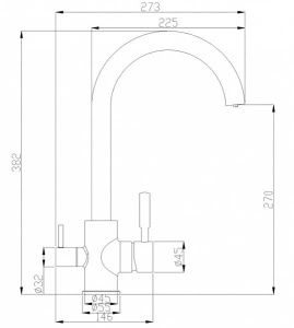 Смеситель для кухонной мойки Zorg Steel Hammer SH 713 под фильтр, черный/хром