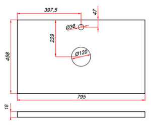 Столешница ЗОВ Дуб гладстоун сепия CDSP18TS795458C2 (2 выреза)