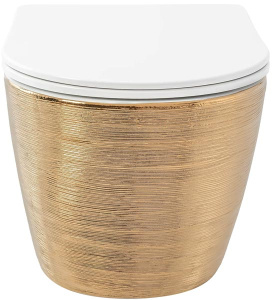 Подвесной унитаз Rea Carlo Flat Brush Gold C6942