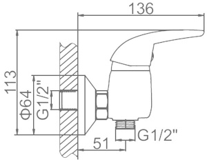 Смеситель для душа Ledeme L2038-B