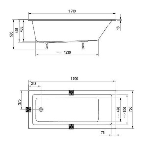 Акриловая ванна Ravak 10° Slim, 170х75