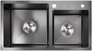 Кухонная мойка Avina HM8048 PVD (графит) с коландером и дозатором