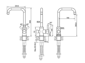 Смеситель для кухонной мойки Paulmark Logas Lo213021-401TB(AN) / Lo213021-402 / Lo213021-310 с подключением к фильтру воды, серый металлик