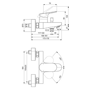 Смеситель для ванны Ideal Standard CeraLife O BE029AA
