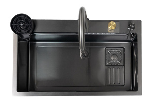 Кухонная мойка AKS 106651 со смесителем, ринзером, дозатором, двумя коландерами и разделочной доской