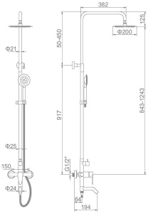 Душевая стойка Ledeme L72402