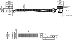 Сифон для ванны Oliveeka OL-104-BN / OL-104-CR