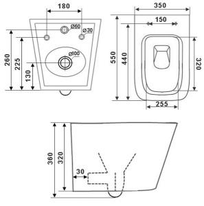 Подвесной унитаз Timo Rimless Soli TK-303 MB