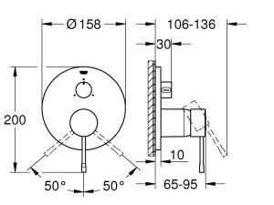 Смеситель встраиваемый Grohe Essence 24092GL1 / 24092GN1 (3 функции), холодный рассвет глянец