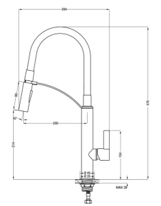 Смеситель для кухонной мойки Deante Gerbera BGB B720 / BGB W720 с выдвижным изливом, хром, белый