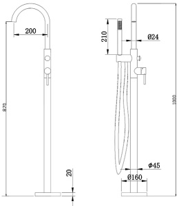 Смеситель для ванны Abber Wasser Kreis AF8115NG напольный