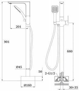 Смеситель для ванны Ganzer GZ52081-F
