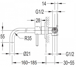 Смеситель встраиваемый Omnires Y Y1215HGL / Y1215HGLB (1 функция), золото