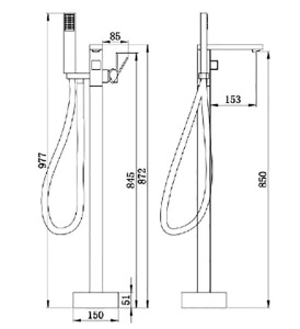 Смеситель для ванны Boch Mann Albano BM7774 / Albano Brush Nickel BM8924 напольный, хром