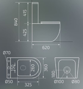 Напольный унитаз Gid Tn2188TF-Bm с сиденьем Soft Close, черный матовый