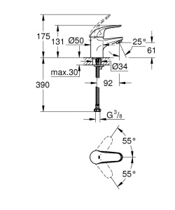 Набор смесителей Grohe Euroeco 124428 c душевым гарнитуром