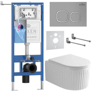 Комплект инсталляции 6 в 1 Roxen StounFix Dual Fresh 968275 с аромадозатором, сатин (хром матовый)