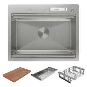 Кухонная мойка Roxen Stage 560250-60 в комплекте с аксессуарами и измельчителем Bort Titan Max Power 93410266 (Full Control)